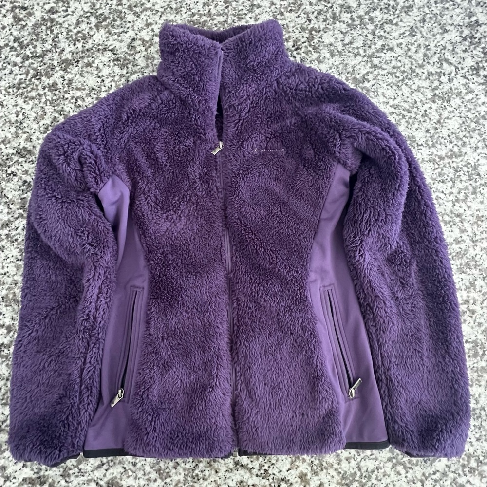 Purple fuzzy fleece Columbia jacket